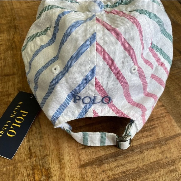 Polo Ralph Lauren White Multi Color Stripe Oxford Hat Cap Pony Logo - NEW NWT - Picture 3 of 6